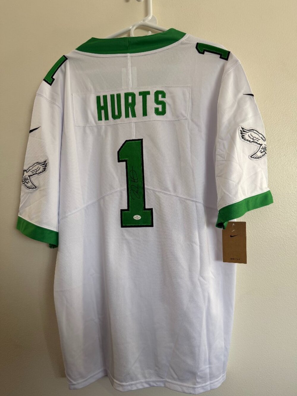JALEN HURTS SIGNED PHILADELPHIA EAGLES QB AUTOGRAPHED NIKE JERSEY wCOA Large18-1